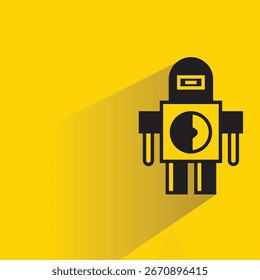 Icono de robot con sombra sobre fondo amarillo