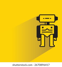 robot icon with shadow on yellow background