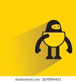 robot icon with shadow on yellow background