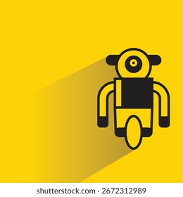 Icono de robot con sombra sobre fondo amarillo