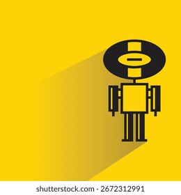 robot icon with shadow on yellow background