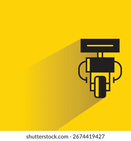 robot icon with shadow on yellow background