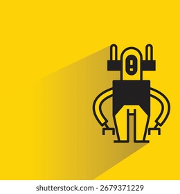 Icono de robot con sombra sobre fondo amarillo