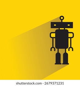 robot icon with shadow on yellow background