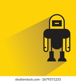 Icono de robot con sombra sobre fondo amarillo