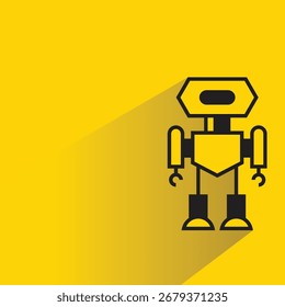 Icono de robot con sombra sobre fondo amarillo