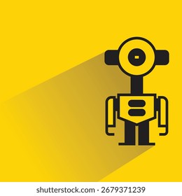 Icono de robot con sombra sobre fondo amarillo