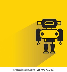 robot icon with shadow on yellow background