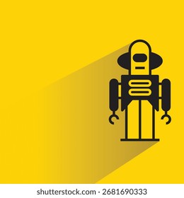 robot icon with shadow on yellow background