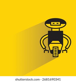 robot icon with shadow on yellow background