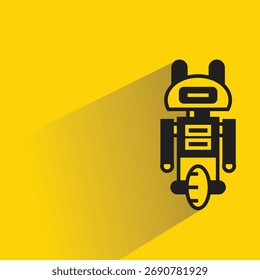 robot icon with shadow on yellow background