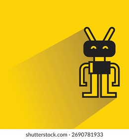 robot icon with shadow on yellow background