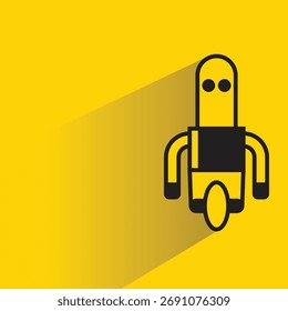 robot icon with shadow on yellow background