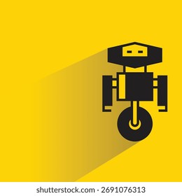 robot icon with shadow on yellow background