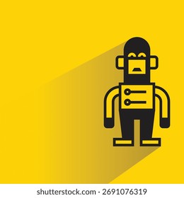 robot icon with shadow on yellow background
