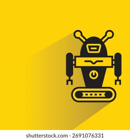 robot icon with shadow on yellow background