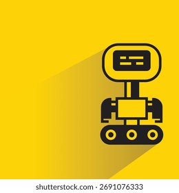 robot icon with shadow on yellow background
