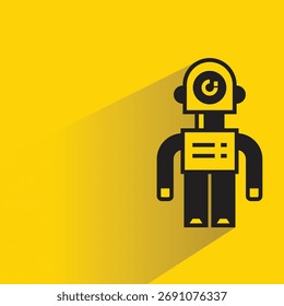robot icon with shadow on yellow background