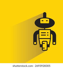 Icono de robot con sombra sobre fondo amarillo