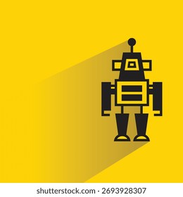 robot icon with shadow on yellow background
