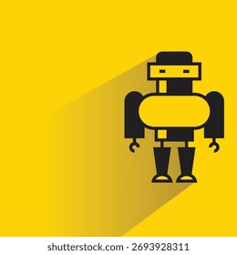 robot icon with shadow on yellow background