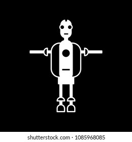 Robot icon. Silhouette automatic Robot vector icon for web design isolated on black background