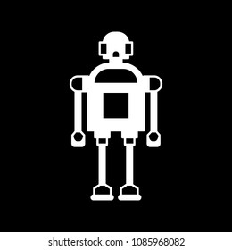 Robot icon. Silhouette cyborg Robot vector icon for web design isolated on black background