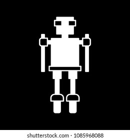 Robot icon. Silhouette cyborg Robot vector icon for web design isolated on black background