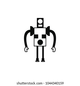 Robot icon. Silhouette illustration of comic Robot vector icon for web and advertising