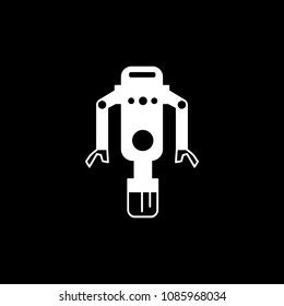 Robot icon. Silhouette science Robot vector icon for web design isolated on black background