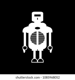 Robot icon. Silhouette science Robot vector icon for web design isolated on black background