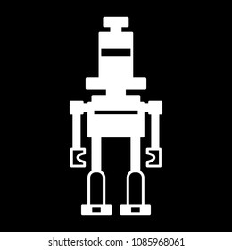 Robot icon. Silhouette science Robot vector icon for web design isolated on black background