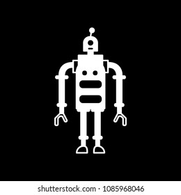 Robot icon. Silhouette toy Robot vector icon for web design isolated on black background