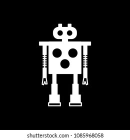 Robot icon. Silhouette toy Robot vector icon for web design isolated on black background