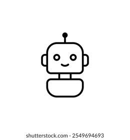 Robot icon. Simple outline style. Cute smiling bot, chatbot, ai, chat, voice, assistant, service, virtual, technology concept. Thin line symbol. Vector illustration isolated.