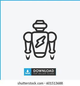 robot icon. simple outline robot vector icon. on white background.