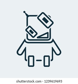 Robot icon. Smiling cyborg on a white background. Vector illustration in linear style for web design and mobile applications
