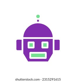 Robot icon solid purple green colour universe vector element and symbol perfect.