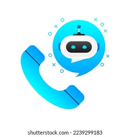 Robotersymbol. Support-Service. Chat Bot. Robocall, Voice Support Service.
