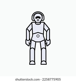 Robot Icon. Symbol of Machine Resembling a Human being and able to Replicate Certain Human Movements and Functions Automatically.