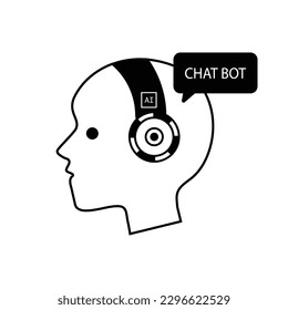 Icono de robot t con burbuja de voz en ilustración de vector circular
