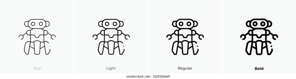 robot icon. Thin, Light Regular And Bold style design isolated on white background