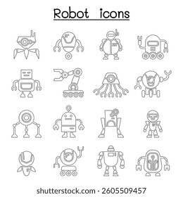 Robot icon in thin line style