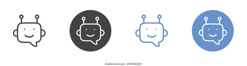 Robot icon Thin outline art symbol
