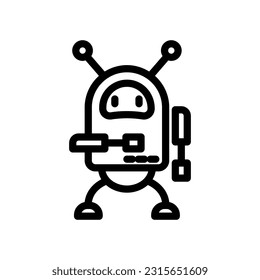 Robot icon in trendy line style design. Vector graphic illustration. Robot symbol for website, logo, app and interface design. Black icon vector design
