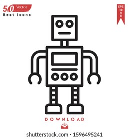 robot icon vector . Best modern, Black Friday icons , simple, isolated, application , logo, flat icon for website design or mobile applications, UI / UX design Editable stroke. EPS10 format