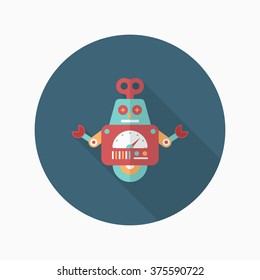 Robot icon , Vector flat long shadow design. Robot and Science concept.
