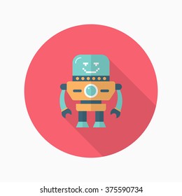 Robot icon , Vector flat long shadow design. Robot and Science concept.