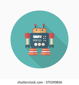 Robot icon , Vector flat long shadow design. Robot and Science concept.