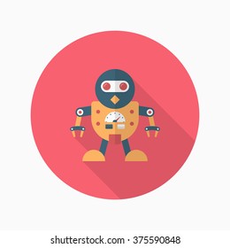 Robot icon , Vector flat long shadow design. Robot and Science concept.